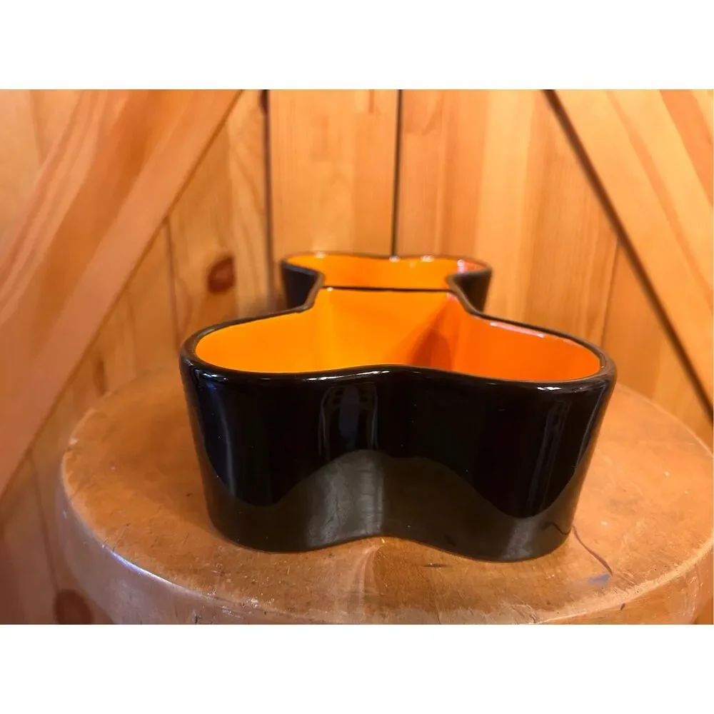Rae Dunn Artisan Collection Bone Appetit Orange And Black Dog Pet Bowl New in bo